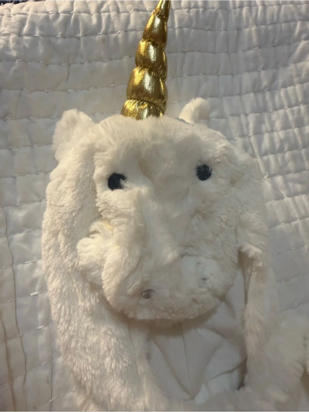 Pottery Barn Kids Unicorn Faux Fur Costume Romper 0-6M White Plush Hooded - Picture 6 of 11